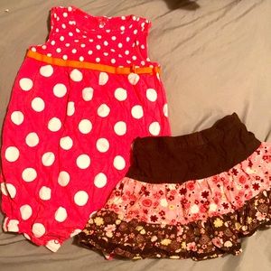 24months shorts outfit and 2T skirt